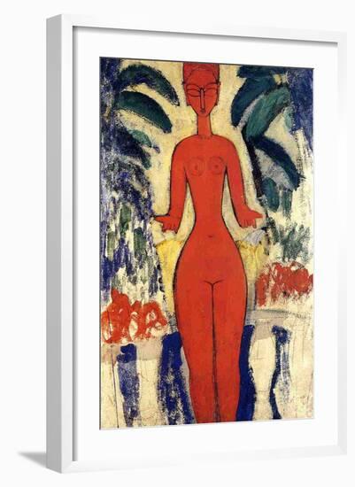 Standing Nude, 1913 (Oil on Board)-Amedeo Modigliani-Framed Giclee Print