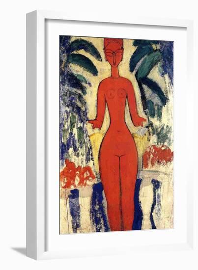 Standing Nude, 1913 (Oil on Board)-Amedeo Modigliani-Framed Giclee Print