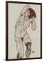 Standing Nude in Black Stockings, 1917-Egon Schiele-Framed Giclee Print