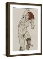 Standing Nude in Black Stockings, 1917-Egon Schiele-Framed Giclee Print