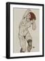 Standing Nude in Black Stockings, 1917-Egon Schiele-Framed Giclee Print