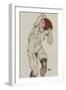 Standing Nude in Black Stockings, 1917-Egon Schiele-Framed Giclee Print
