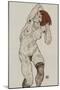 Standing Nude in Black Stockings, 1917-Egon Schiele-Mounted Giclee Print