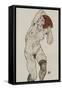 Standing Nude in Black Stockings, 1917-Egon Schiele-Framed Stretched Canvas