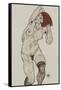 Standing Nude in Black Stockings, 1917-Egon Schiele-Framed Stretched Canvas