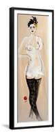 Standing Nude in Black Stockings with Flower and Bird in Hair, (II) 2015-Susan Adams-Framed Premium Giclee Print