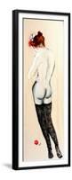 Standing Nude in Black Stockings with Flower in Hair and Bird, (I) 2015-Susan Adams-Framed Premium Giclee Print