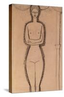 Standing Nude pencil on paper by Amedeo Modigliani-Amedeo Modigliani-Stretched Canvas