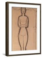 Standing Nude pencil on paper by Amedeo Modigliani-Amedeo Modigliani-Framed Giclee Print