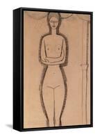 Standing Nude pencil on paper by Amedeo Modigliani-Amedeo Modigliani-Framed Stretched Canvas