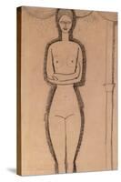 Standing Nude pencil on paper by Amedeo Modigliani-Amedeo Modigliani-Stretched Canvas