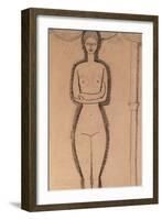 Standing Nude pencil on paper by Amedeo Modigliani-Amedeo Modigliani-Framed Giclee Print