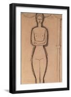 Standing Nude pencil on paper by Amedeo Modigliani-Amedeo Modigliani-Framed Giclee Print