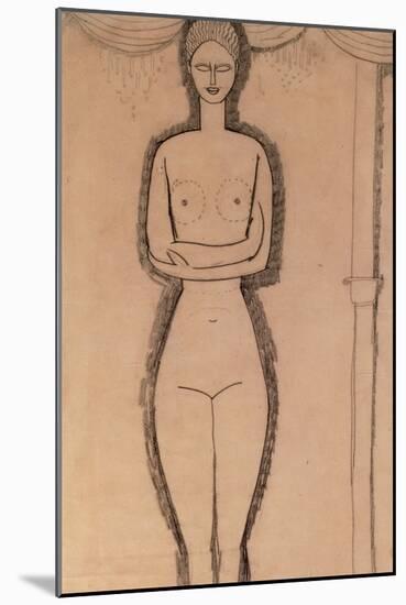 Standing Nude pencil on paper by Amedeo Modigliani-Amedeo Modigliani-Mounted Giclee Print