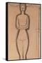 Standing Nude pencil on paper by Amedeo Modigliani-Amedeo Modigliani-Framed Stretched Canvas