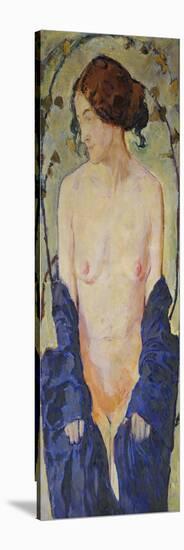 Standing Nude with Blue Robe, circa 1900-Kolomon Moser-Stretched Canvas