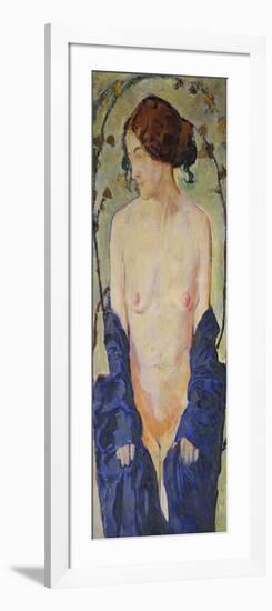 Standing Nude with Blue Robe, circa 1900-Kolomon Moser-Framed Giclee Print