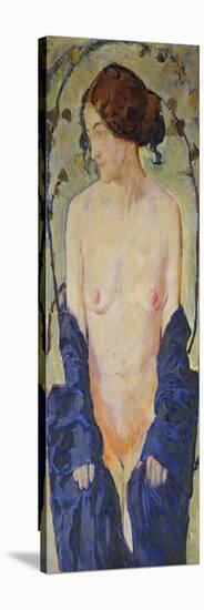 Standing Nude with Blue Robe, circa 1900-Kolomon Moser-Stretched Canvas
