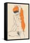 Standing Nude with Orange Drapery, 1914-Egon Schiele-Framed Stretched Canvas