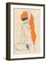 Standing Nude with Orange Drapery, 1914-Egon Schiele-Framed Premium Giclee Print