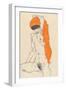 Standing Nude with Orange Drapery, 1914-Egon Schiele-Framed Premium Giclee Print