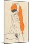 Standing Nude with Orange Drapery, 1914-Egon Schiele-Mounted Premium Giclee Print