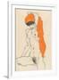 Standing Nude with Orange Drapery, 1914-Egon Schiele-Framed Giclee Print