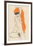 Standing Nude with Orange Drapery, 1914-Egon Schiele-Framed Giclee Print