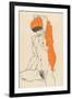 Standing Nude with Orange Drapery, 1914-Egon Schiele-Framed Giclee Print