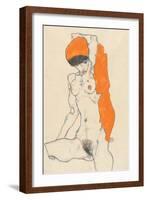 Standing Nude with Orange Drapery, 1914-Egon Schiele-Framed Giclee Print