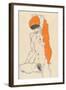 Standing Nude with Orange Drapery, 1914-Egon Schiele-Framed Giclee Print