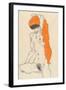 Standing Nude with Orange Drapery, 1914-Egon Schiele-Framed Giclee Print