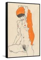 Standing Nude with Orange Drapery, 1914-Egon Schiele-Framed Stretched Canvas