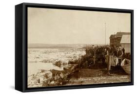 Standing On The Frozen Yukon River Circle City, Alaska, Late 1890s-E.A. Sather-Framed Stretched Canvas