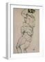 Standing semi-nude with raised left arm,1914-Egon Schiele-Framed Giclee Print