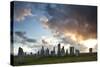 Standing Stones of Callanish at Sunset with Dramatic Sky in the Background-Lee Frost-Stretched Canvas