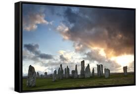 Standing Stones of Callanish at Sunset with Dramatic Sky in the Background-Lee Frost-Framed Stretched Canvas