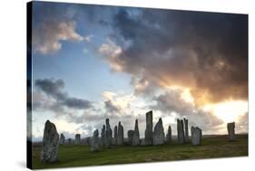 Standing Stones of Callanish at Sunset with Dramatic Sky in the Background-Lee Frost-Stretched Canvas