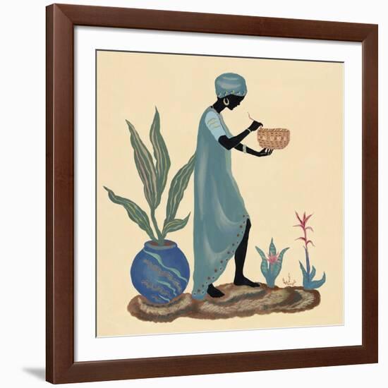 Standing Weaving Basket in Teal-Judy Mastrangelo-Framed Giclee Print