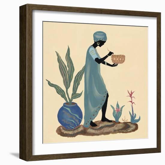 Standing Weaving Basket in Teal-Judy Mastrangelo-Framed Giclee Print