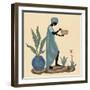 Standing Weaving Basket in Teal-Judy Mastrangelo-Framed Giclee Print