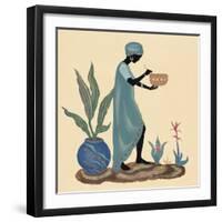 Standing Weaving Basket in Teal-Judy Mastrangelo-Framed Giclee Print