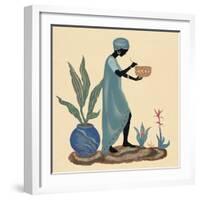 Standing Weaving Basket in Teal-Judy Mastrangelo-Framed Giclee Print