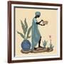 Standing Weaving Basket in Teal-Judy Mastrangelo-Framed Giclee Print