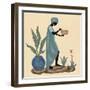 Standing Weaving Basket in Teal-Judy Mastrangelo-Framed Premium Giclee Print