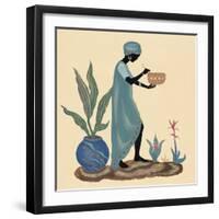 Standing Weaving Basket in Teal-Judy Mastrangelo-Framed Premium Giclee Print