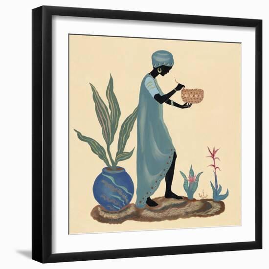 Standing Weaving Basket in Teal-Judy Mastrangelo-Framed Premium Giclee Print