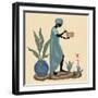 Standing Weaving Basket in Teal-Judy Mastrangelo-Framed Premium Giclee Print