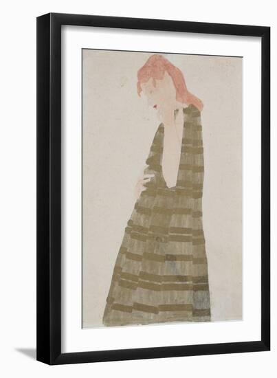 Standing Woman in a Golden Dress-Egon Schiele-Framed Giclee Print