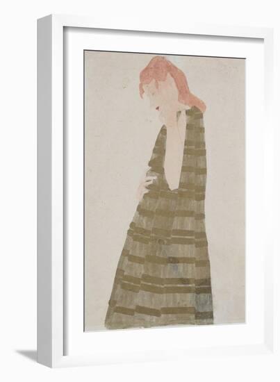 Standing Woman in a Golden Dress-Egon Schiele-Framed Giclee Print